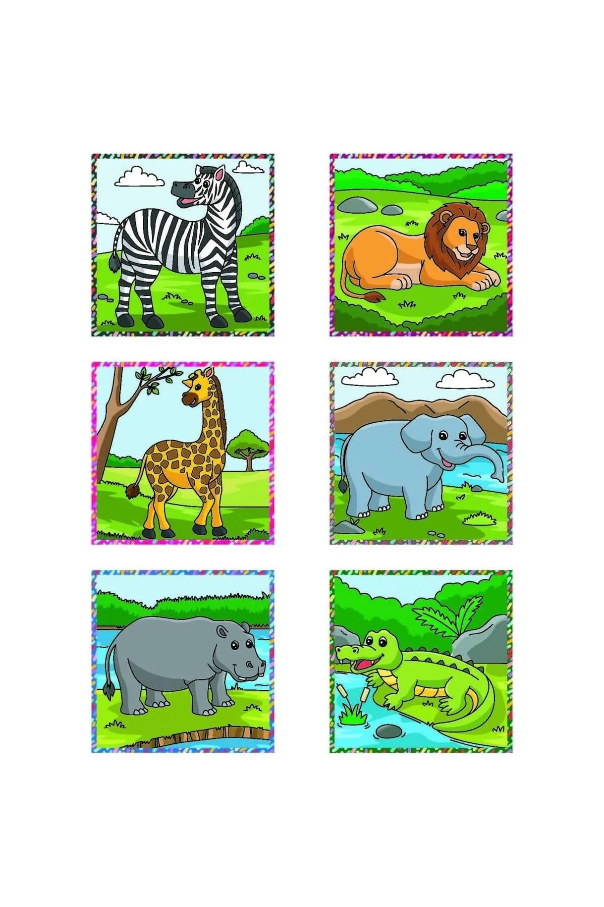 Safari Hayvanları 3D Manyetik Puzzle (9 Mıknatıslı Küp 6 Yapboz)