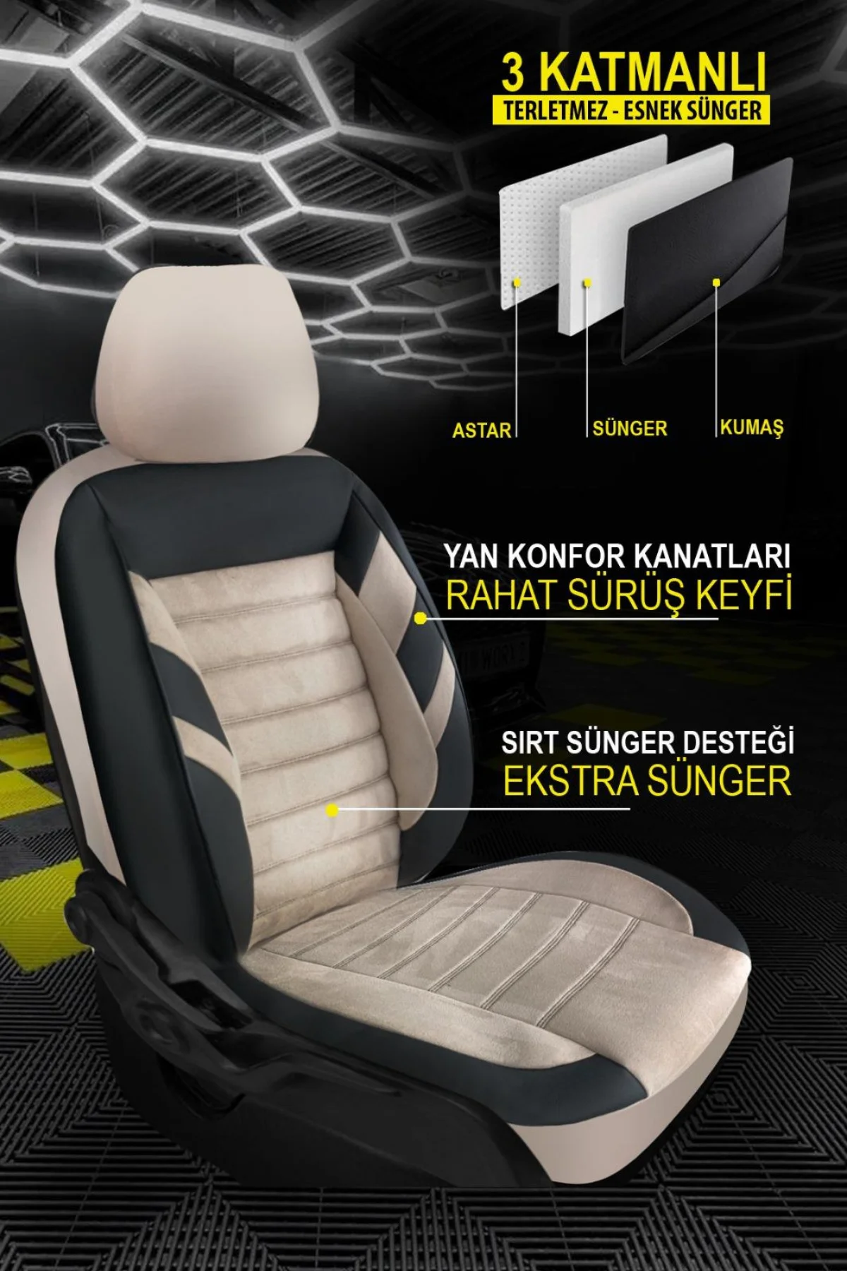 Safari Serisi Dokuma Oto Koltuk Kılıfı Bej Siyah Fiyatı, Yorumları ve Özellikleri