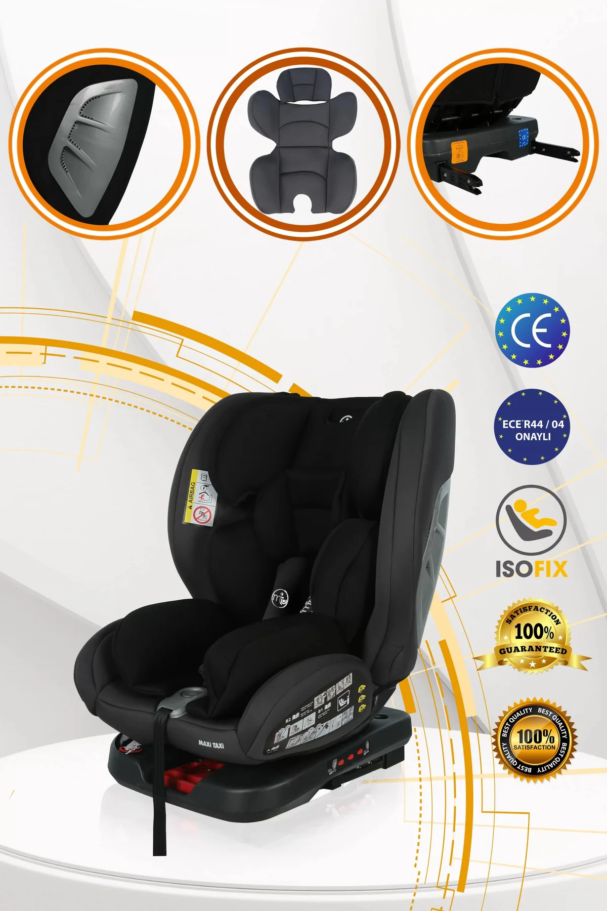 Safe Travel 360 Dönebilen Isofix Oto Koltuğu Bej-siyah