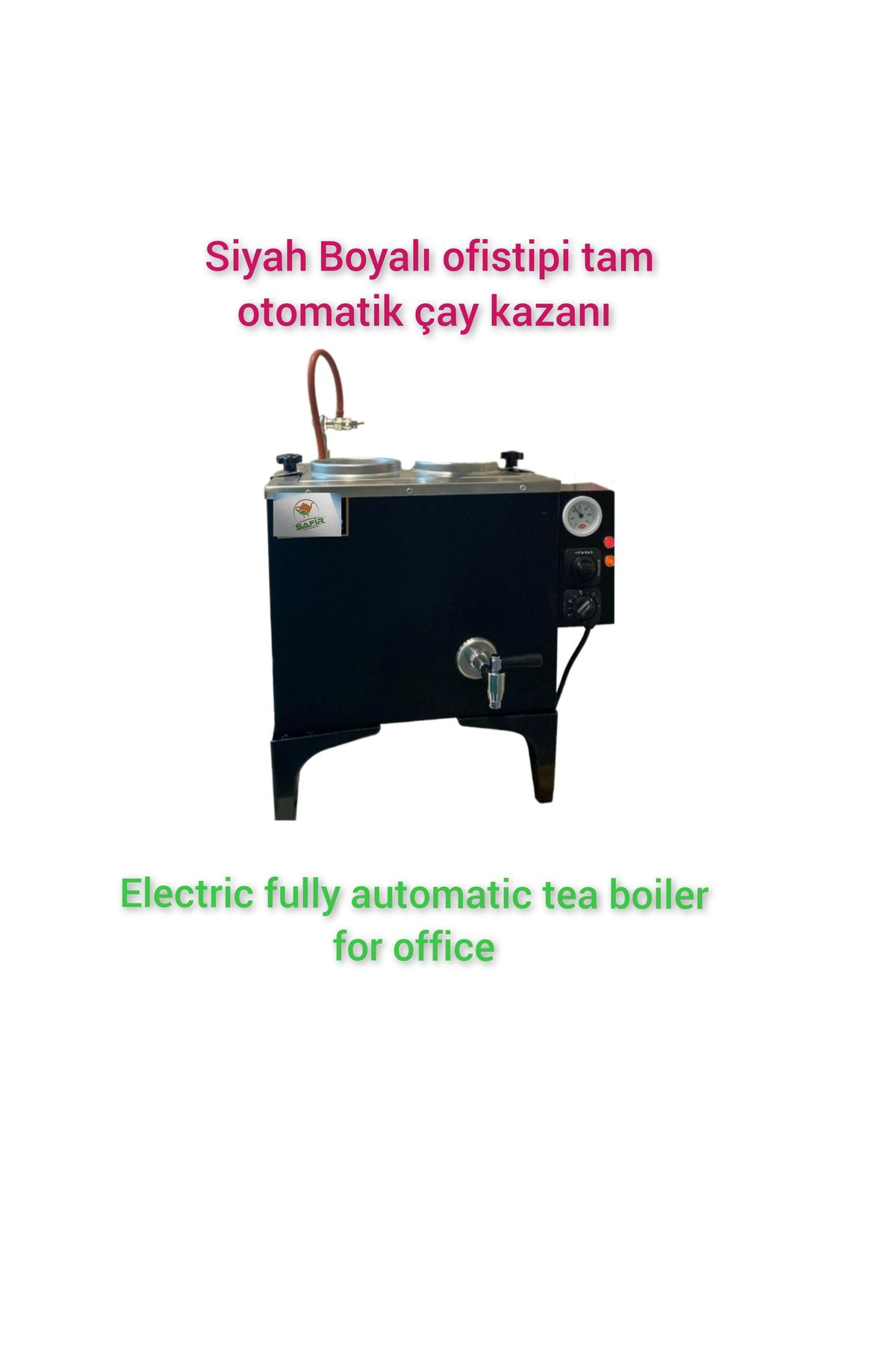 Safir 2 Gözlü Siyah Boyalı Çay Makinesi Sadece elektrikli Ofistip
