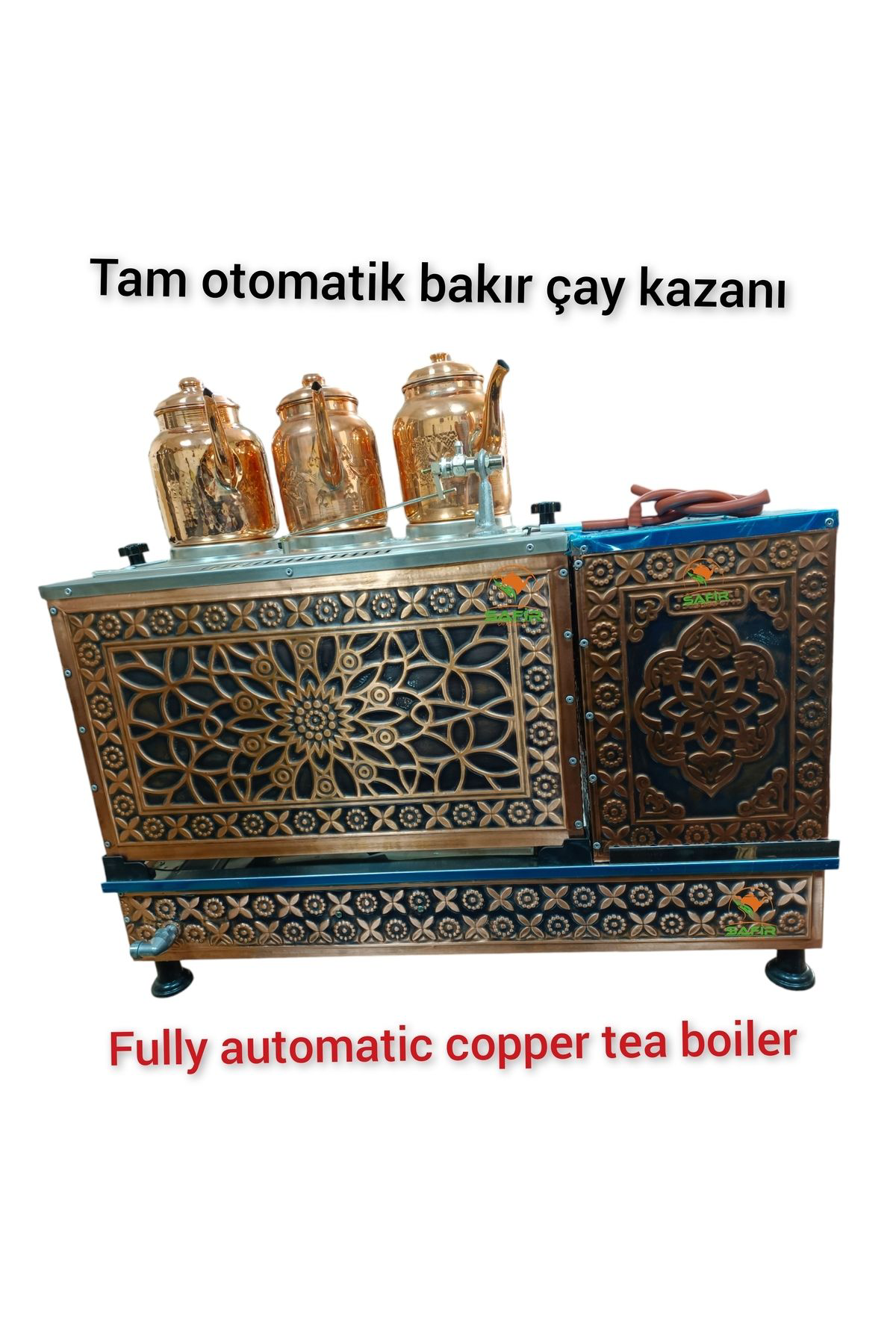 Safir 3 Gözlü Bakır Çay Kazanı Elektrikli Ve Tüplü Bakır Çay Sema