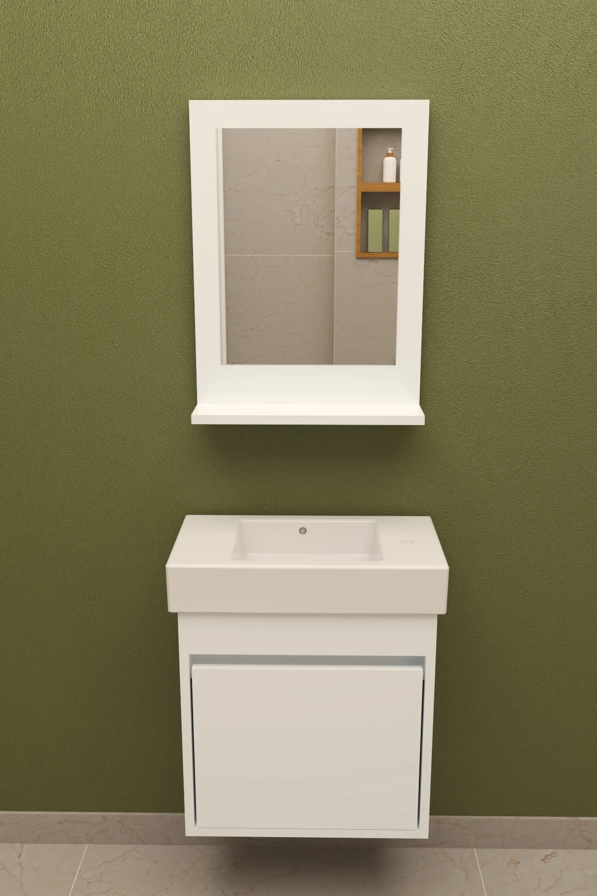 Safir Aynalı Lavabolu Dolap Alt-Üst