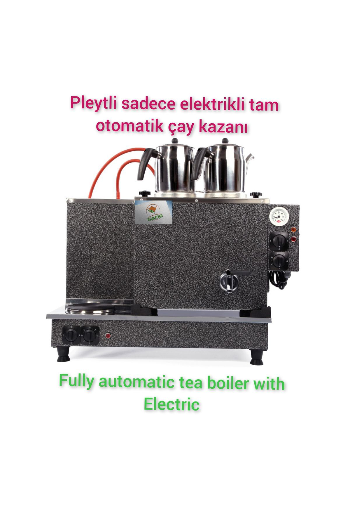 Safir Gri Boyalı Tam Otomatik Çay Kazanı Sadece Elektrikli Pleytl