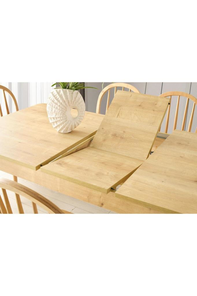 Safir Meşe Salon Yemek Masa 6 Adet Sandalye Takımı 90*145