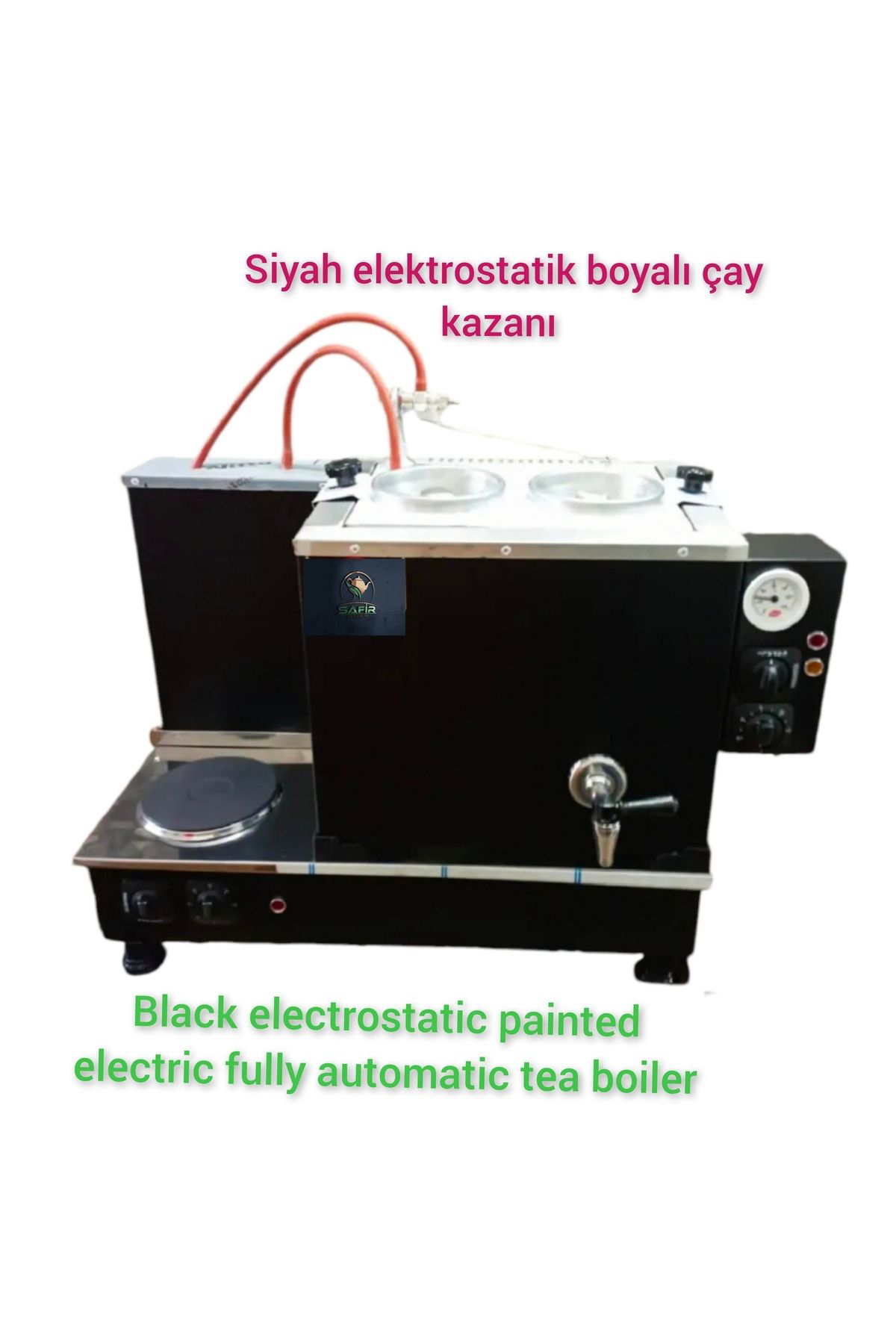Safir Siyah Boyalı 2 li Çay Kazanı Sadece Elektrikli Pleytli Çay 