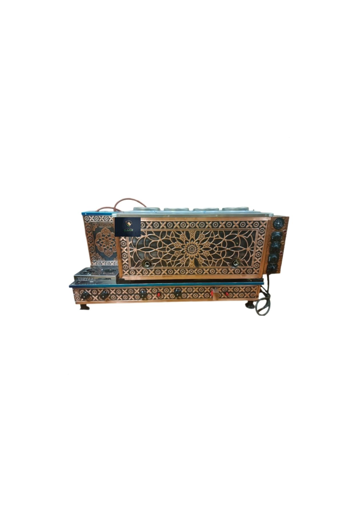 Safir Çay Kazanlari Safirim 4 Demlikli Bakir Çay Kazani Elektrik Doğalgazli Çay Makin