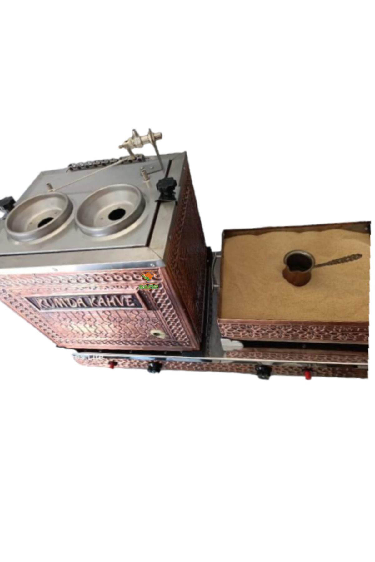 Safirim Kumda Kahveli 2 Gözlü Bakır Çay Kazanı Sadece Elektrikli 