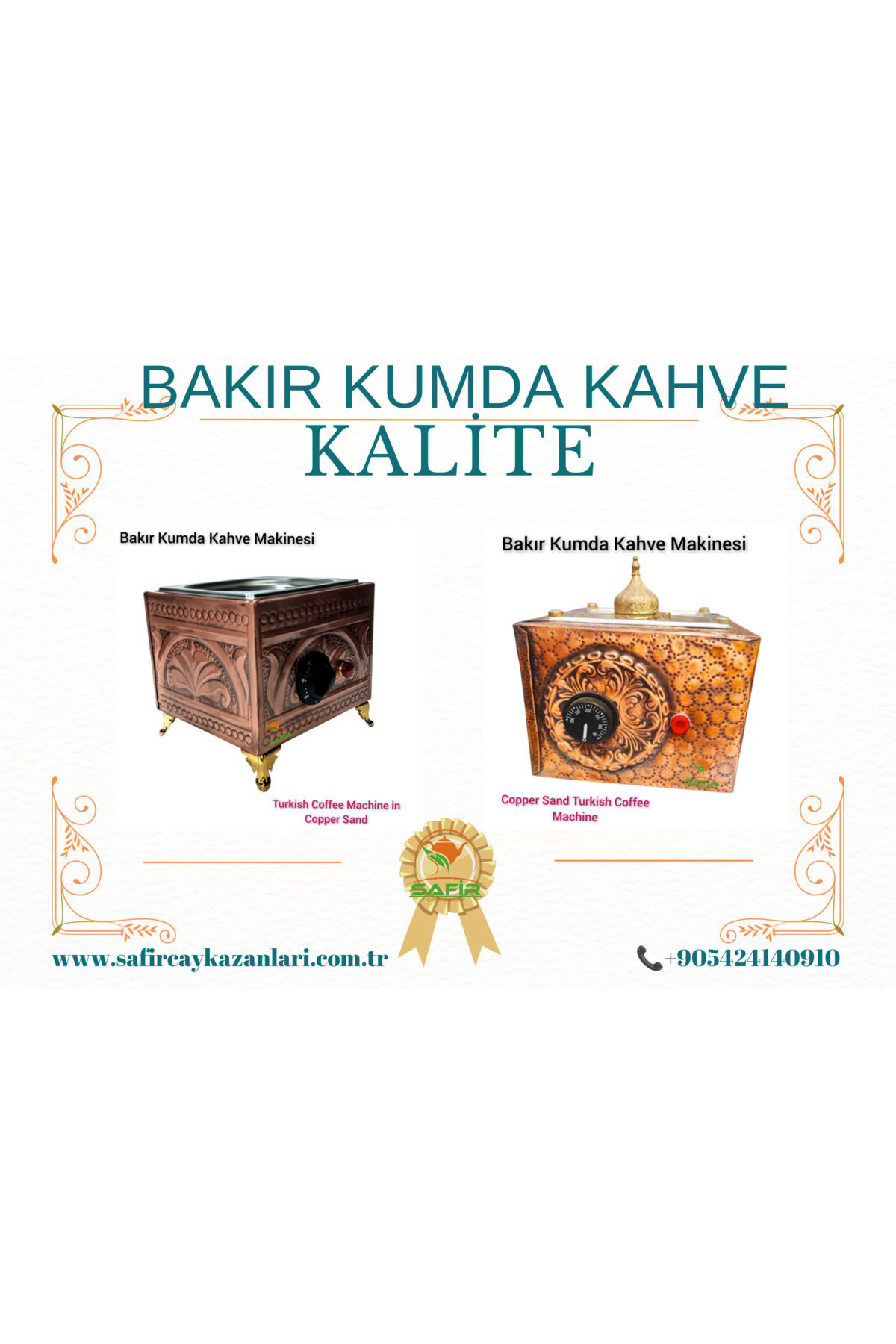 Safir Çay Kazanlari Safirim Kumda Kahve Cihazı Bakır Kumda Kahve Makinesi Ev Ve Ofis 