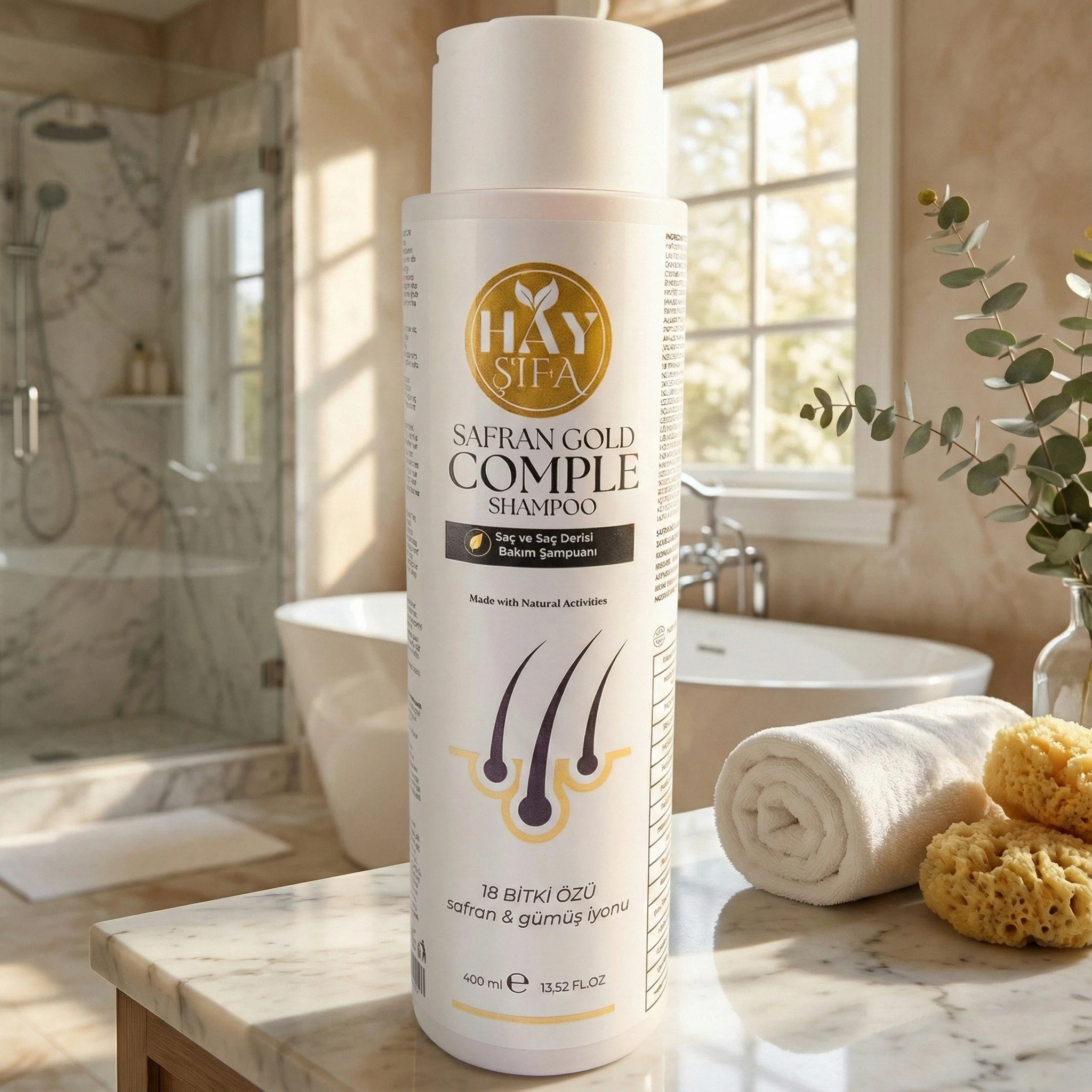 Safran Gold Complete Şampuan 400 ml – Safran Özlü Keratin & Biotin Şampuan