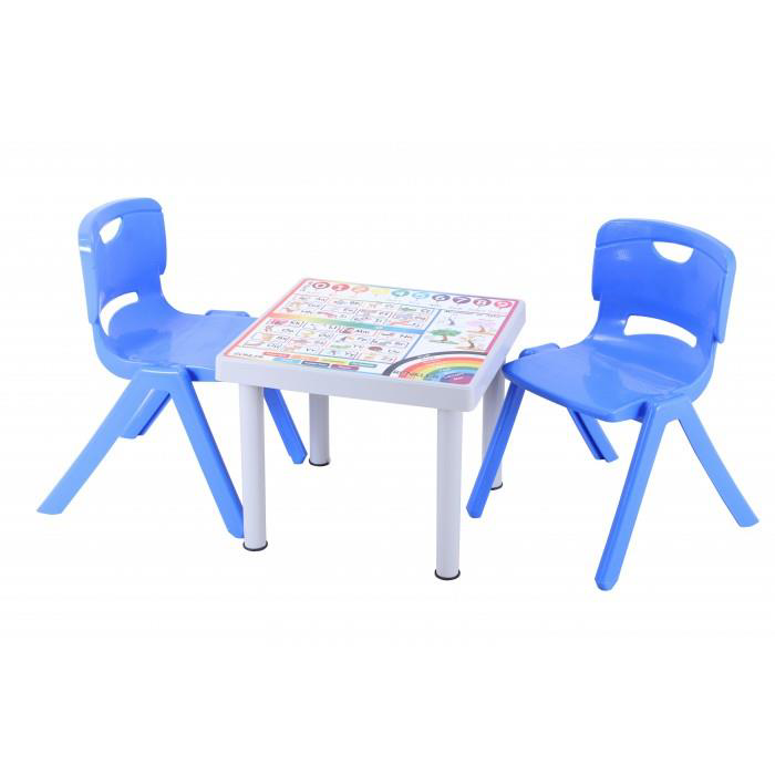 Sağlam Plastik Mandella Rubi İngilizce  Desenli Çocuk Masası 2 Ad
