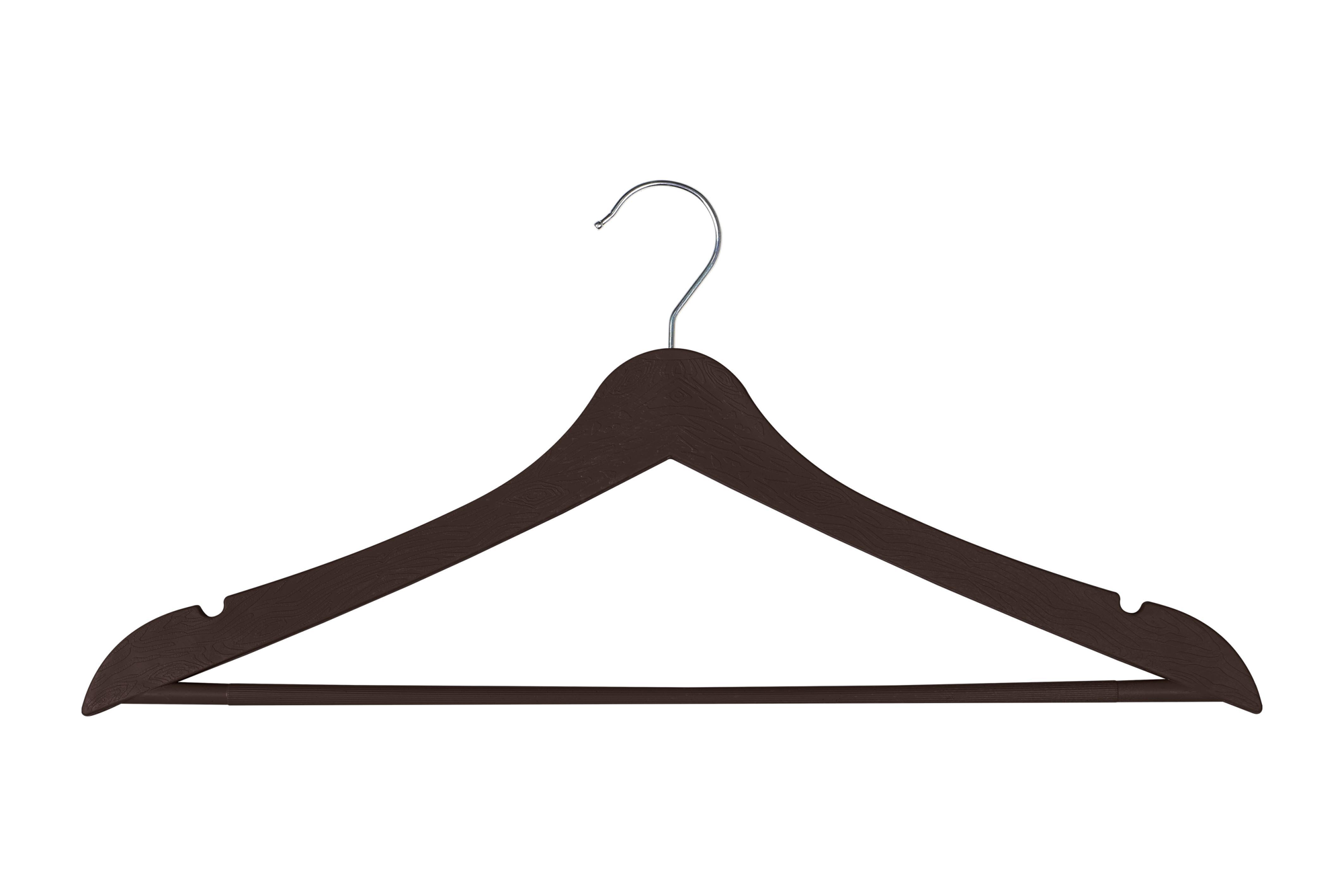 Think To Live Saglam Collection Sağlam Plastik Ahşap Görünümlü Elbise Askısı 12 Adet Kahverengi