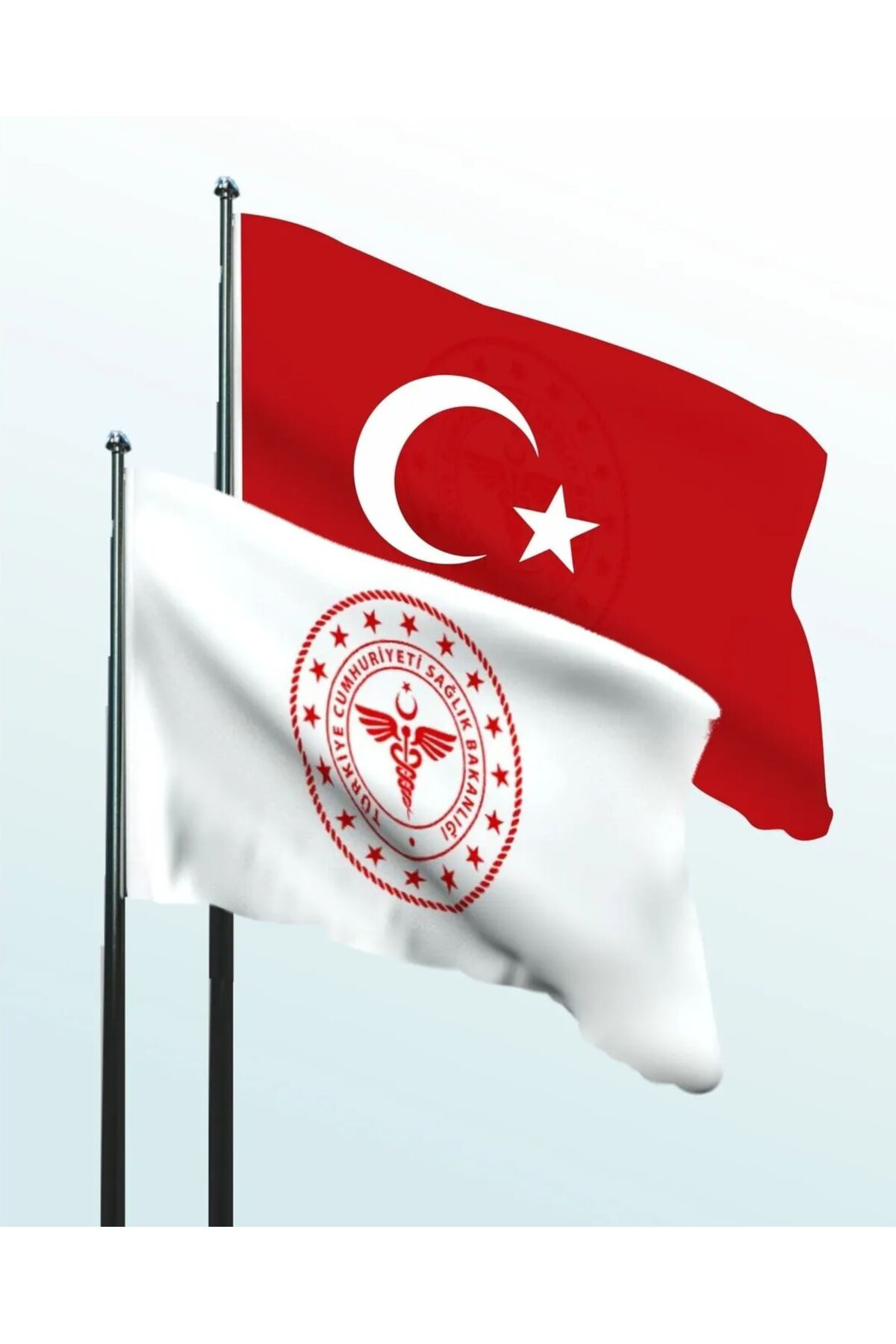 SAĞLIK BAKANLIĞI VE TÜRK BAYRAĞI ASM 2Lİ SET 100x150CM