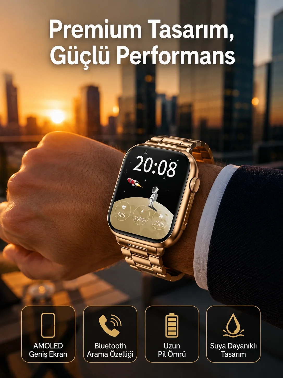 Sağlık Takipli Akıllı Saat 117 Spor Modlu AMOLED Ekran