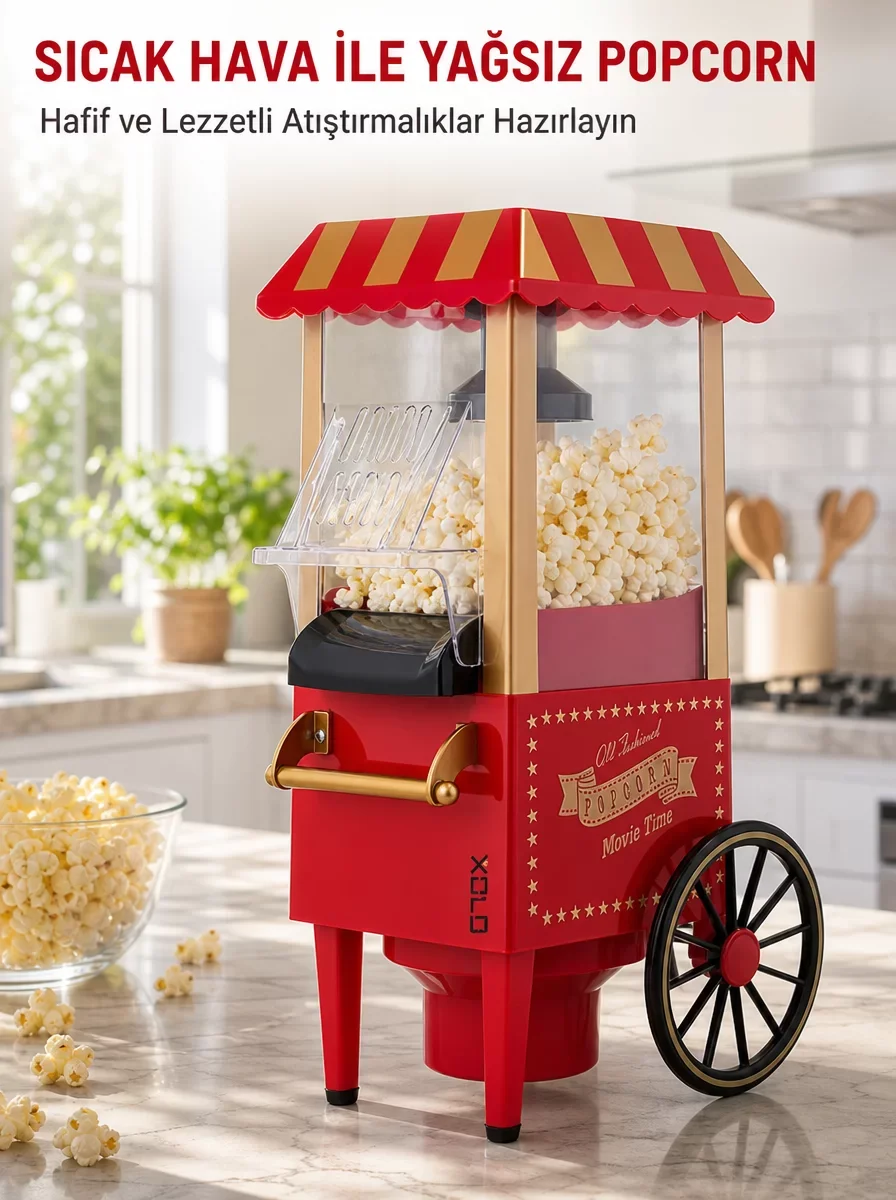 Sağlıklı Atıştırmalıklar İçin Yağsız Popcorn Makinesi - Evde Film Keyfi