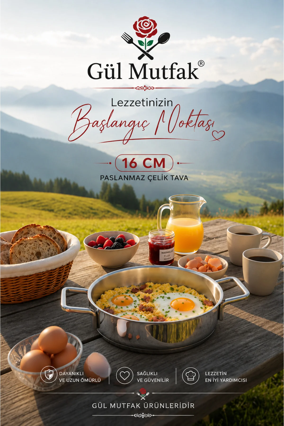 Sahan 16 cm Küçük Tava Yumurtalık Sahan Paslanmaz Çelik