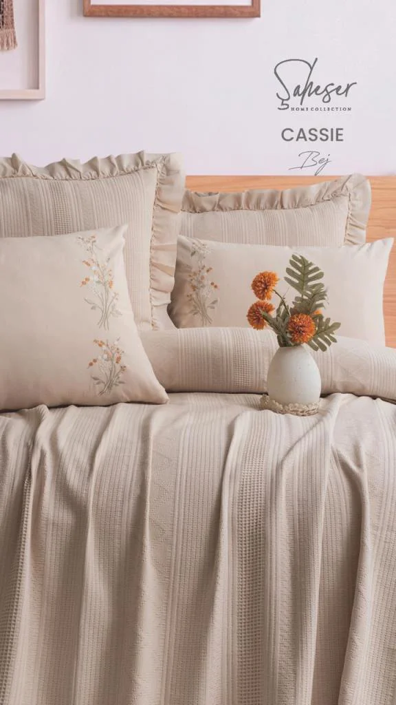 Şaheser Home Collection Yatak Örtüsü Çift Kişilik Cassie Bej Şaheser Home Collection Yatak Örtüsü Çift Kişilik Cassie Bej