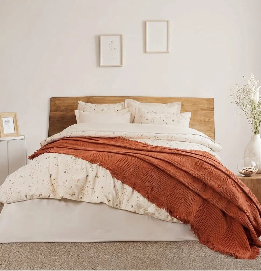 Şaheser Home Collection  Çift Kişilik Pikeli Dijital Baskılı Nev Takımı Marvin Kiremit