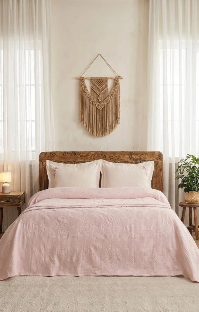 Şaheser Home Collection Yatak Örtüsü Çift Kişilik Anita Pudra
