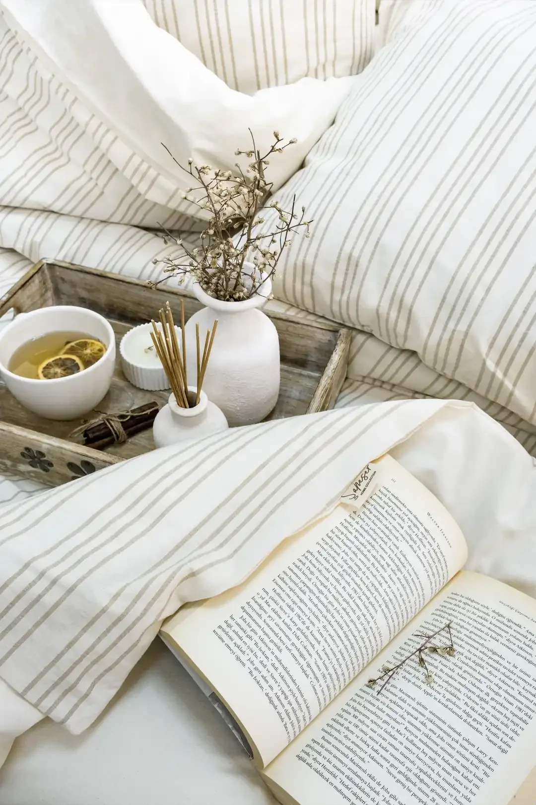 Şaheser Home Collection İpliği Boyalı Çift Kişilik Nev Takımı Notta Bej