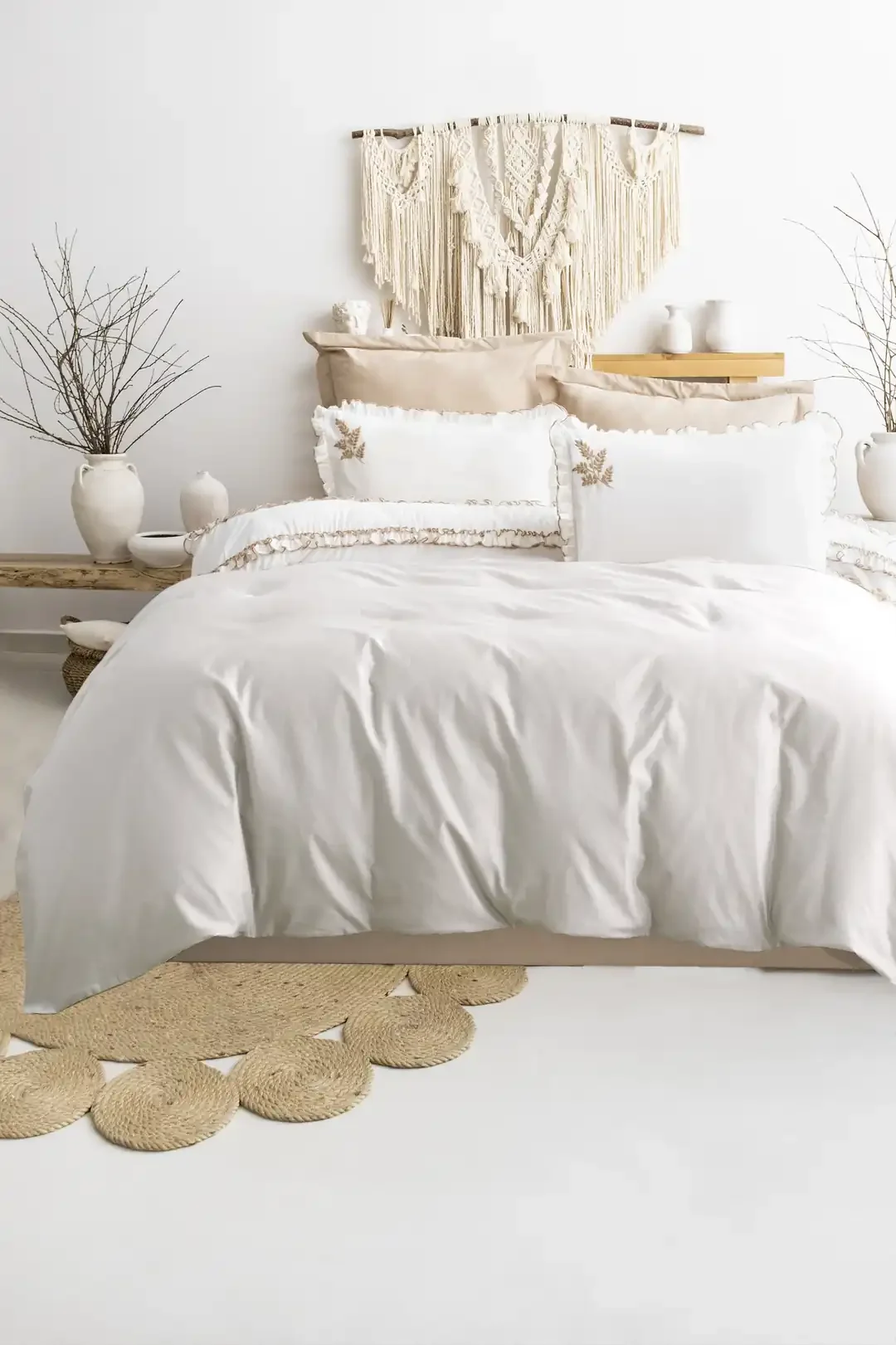 Şaheser Home Collection Nakışlı Çift Kişilik Nev Takımı Nova Bej Şaheser Home Collection Nakışlı Çift Kişilik Nev Takımı Nova Bej