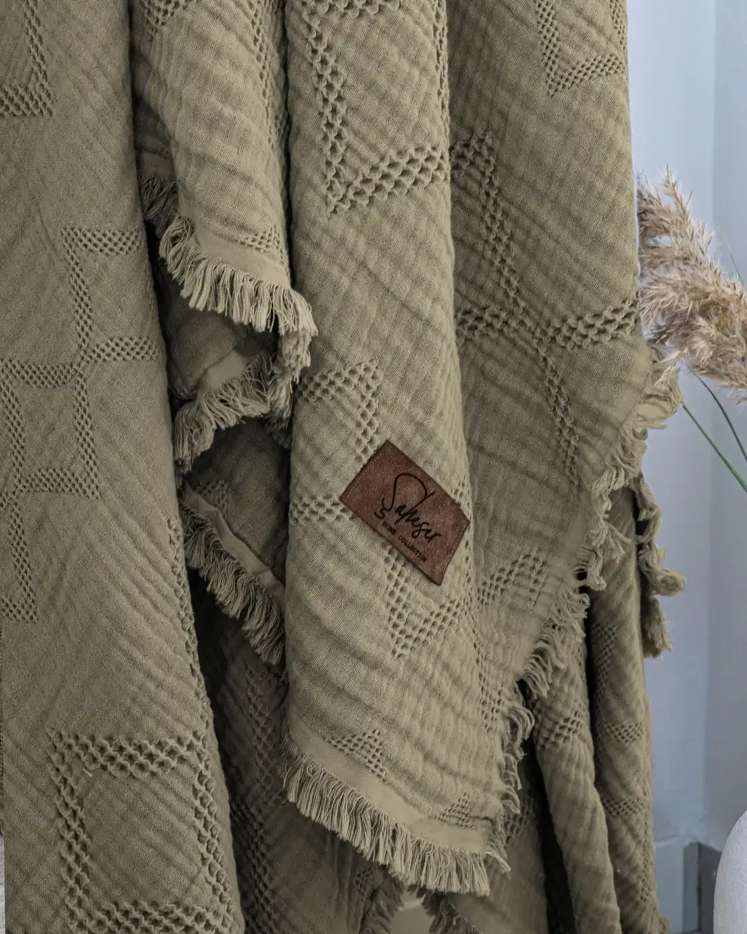Şaheser Home Collection Müslin Yatak Örtüsü Çift Kişilik Oscar Yeşil