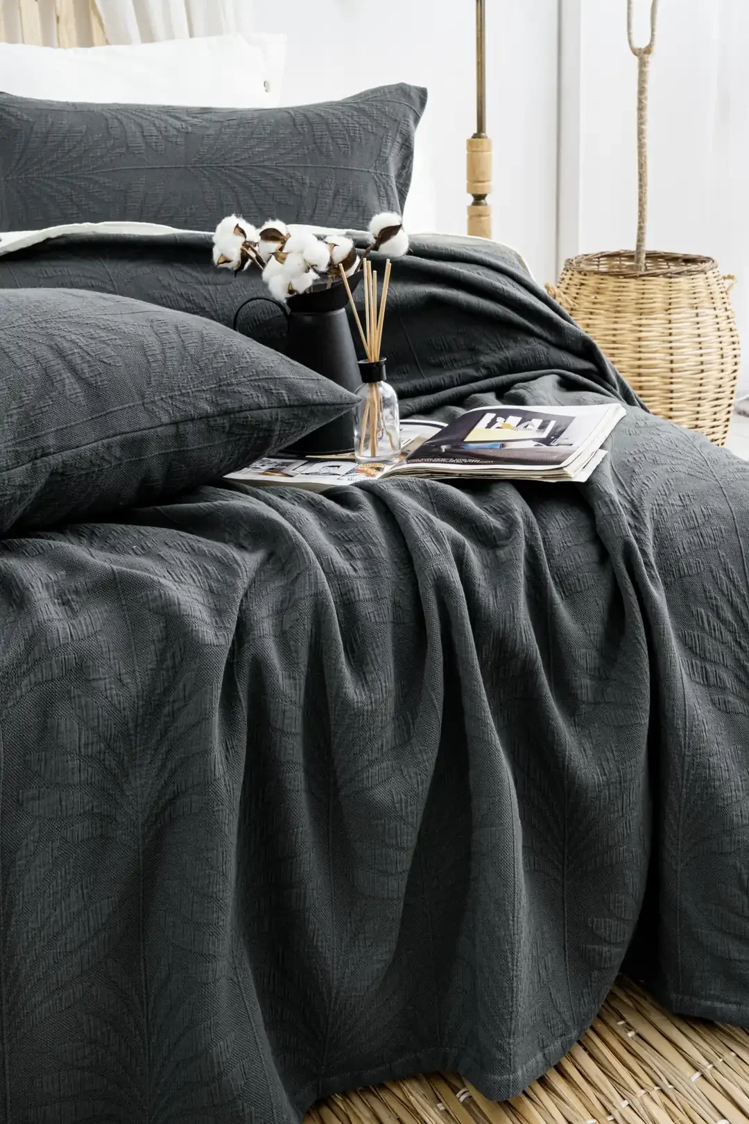 Şaheser Home Collection Yatak Örtüsü Çift Kişilik Silvia Antrasit