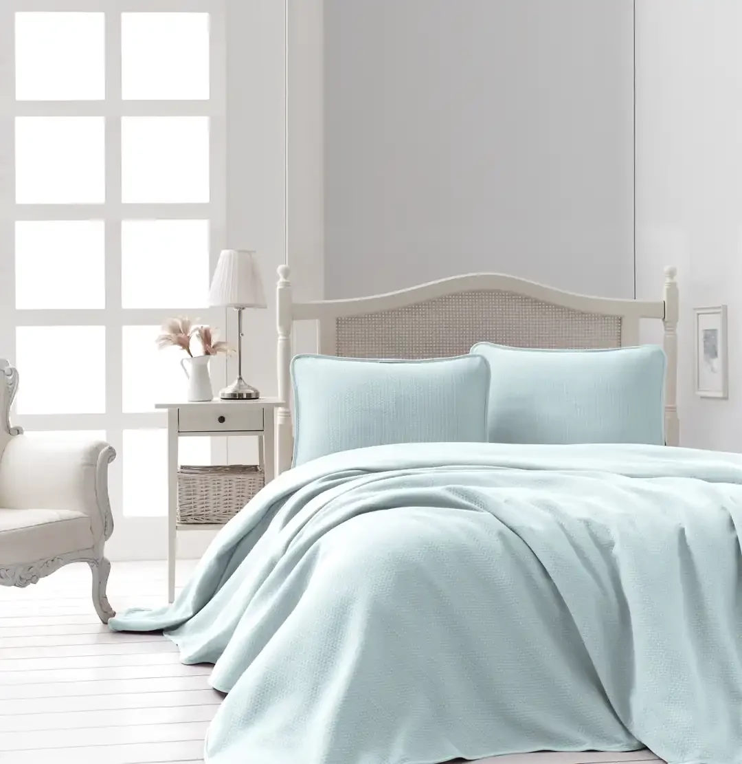 Şaheser Home Collection Jakarlı Yatak Örtüsü Seti Liv Mint