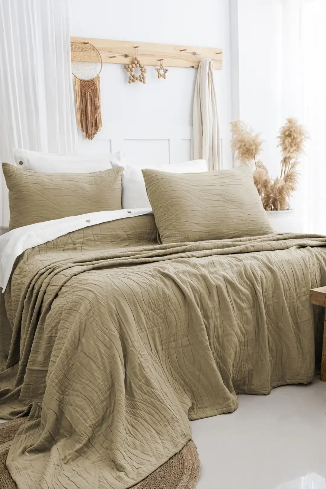 Şaheser Home Collection Yatak Örtüsü Çift Kişilik Janna Haki