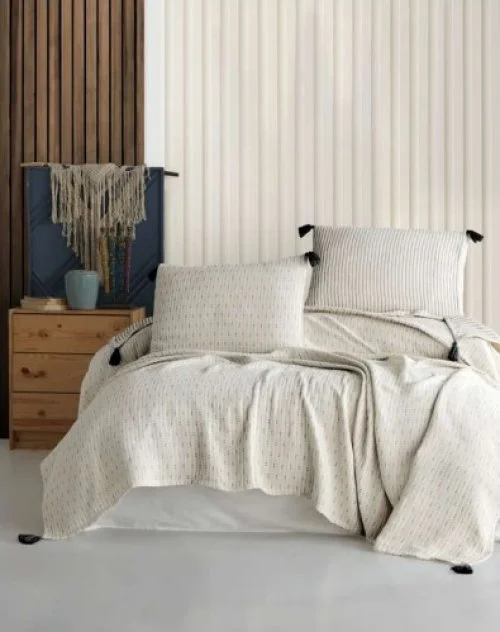 Şaheser Home Collection Yatak Örtüsü Çift Kişilik  Siyah