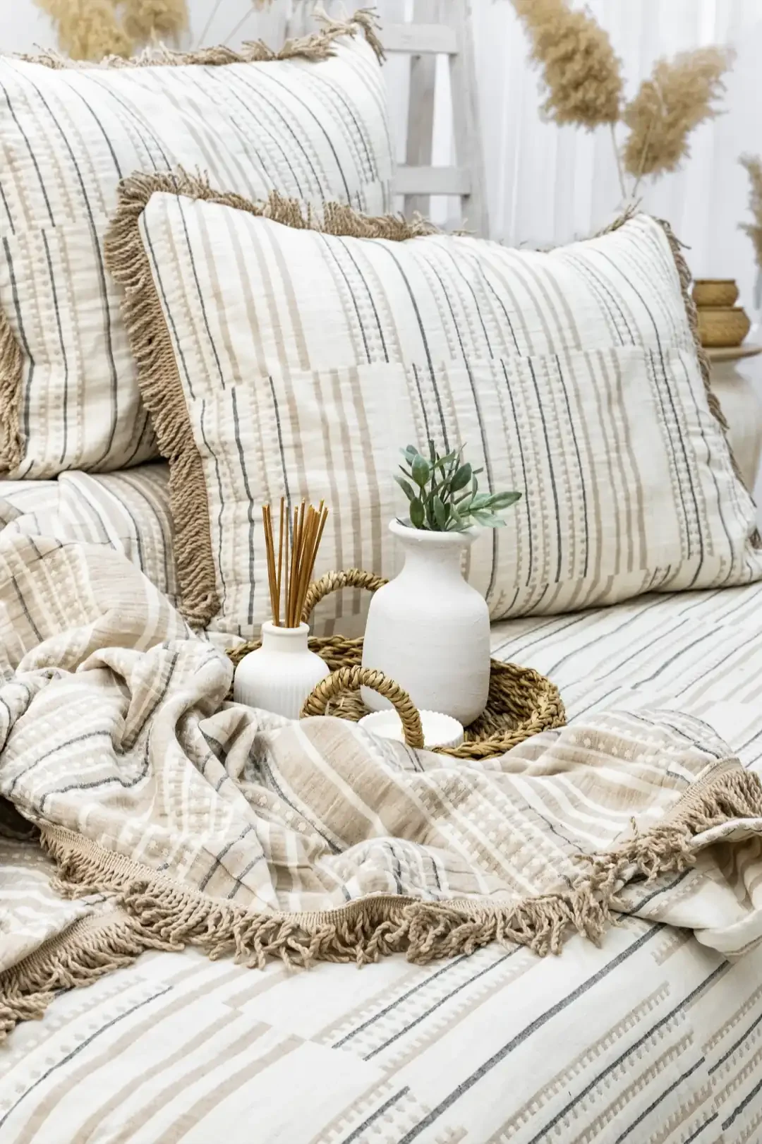 Şaheser Home Collection Yatak Örtüsü Çift Kişilik Müslin Lia Bej