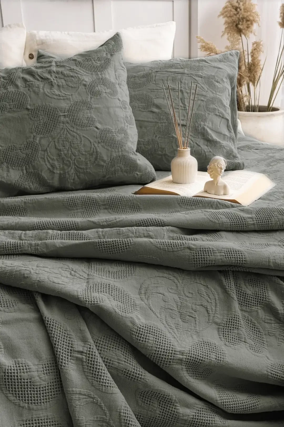 Şaheser Home Collection Yatak Örtüsü Çift Kişilik İt Yeşil
