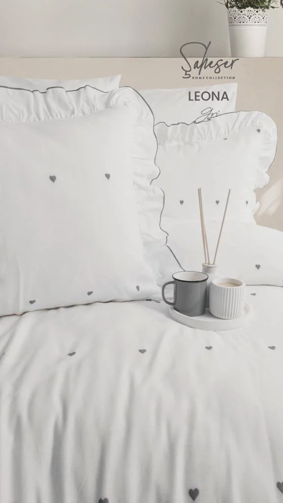 Şaheser Home Collection Jakarlı Nev Takımı Çift Kişilik Leona Gri