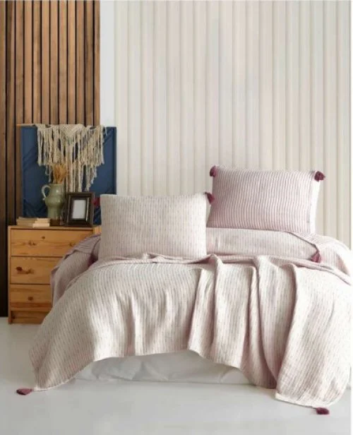 Şaheser Home Collection Yatak Örtüsü Çift Kişilik  Mürdüm