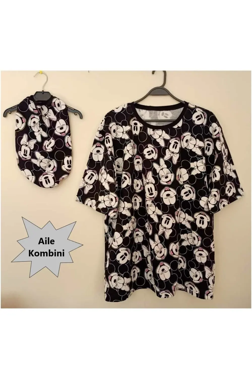 Sahibi ile Uyumlu Aile Kombini Minnie Mouse Desenli Kedi Köpek Kı