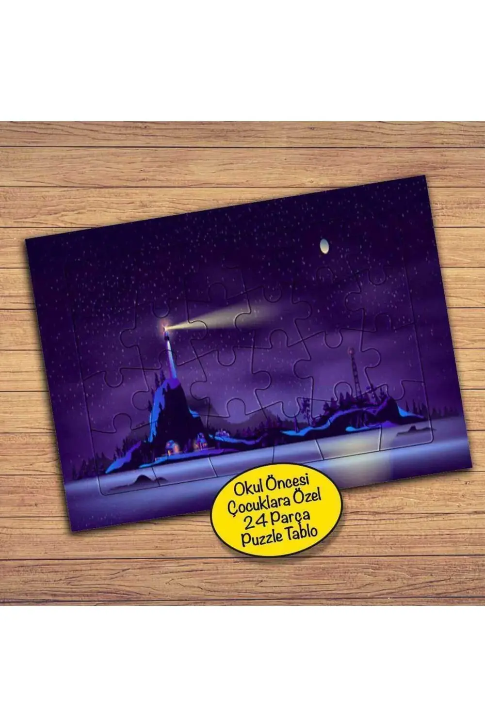 Sahilde Deniz Feneri 24 Parça Çocuklara Özel Yapboz Tablo-2966