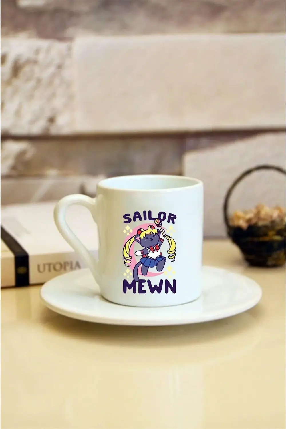 Sailor Mewn Baskılı Beyaz Türk Kahvesi Fincanı