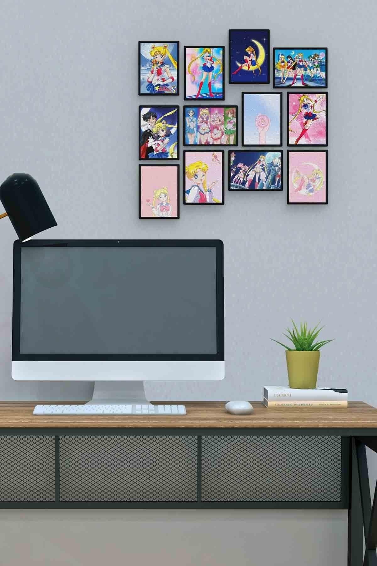 Sailor Moon 12 Parça Mdf (ahşap) Tablo Ofis Boyu 