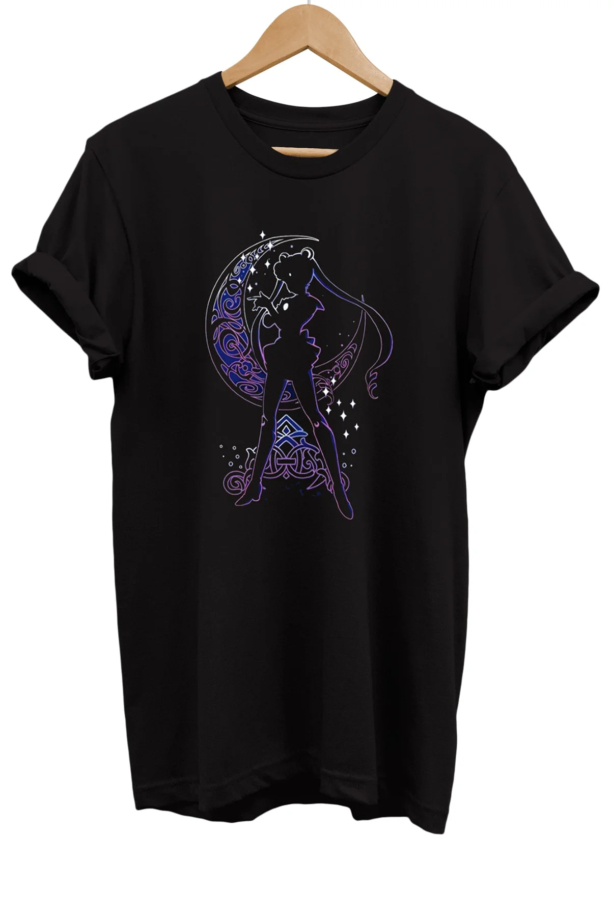 Sailor Moon Baskılı %100 Pamuk Oversize T-shirt Büyük Beden Tişört