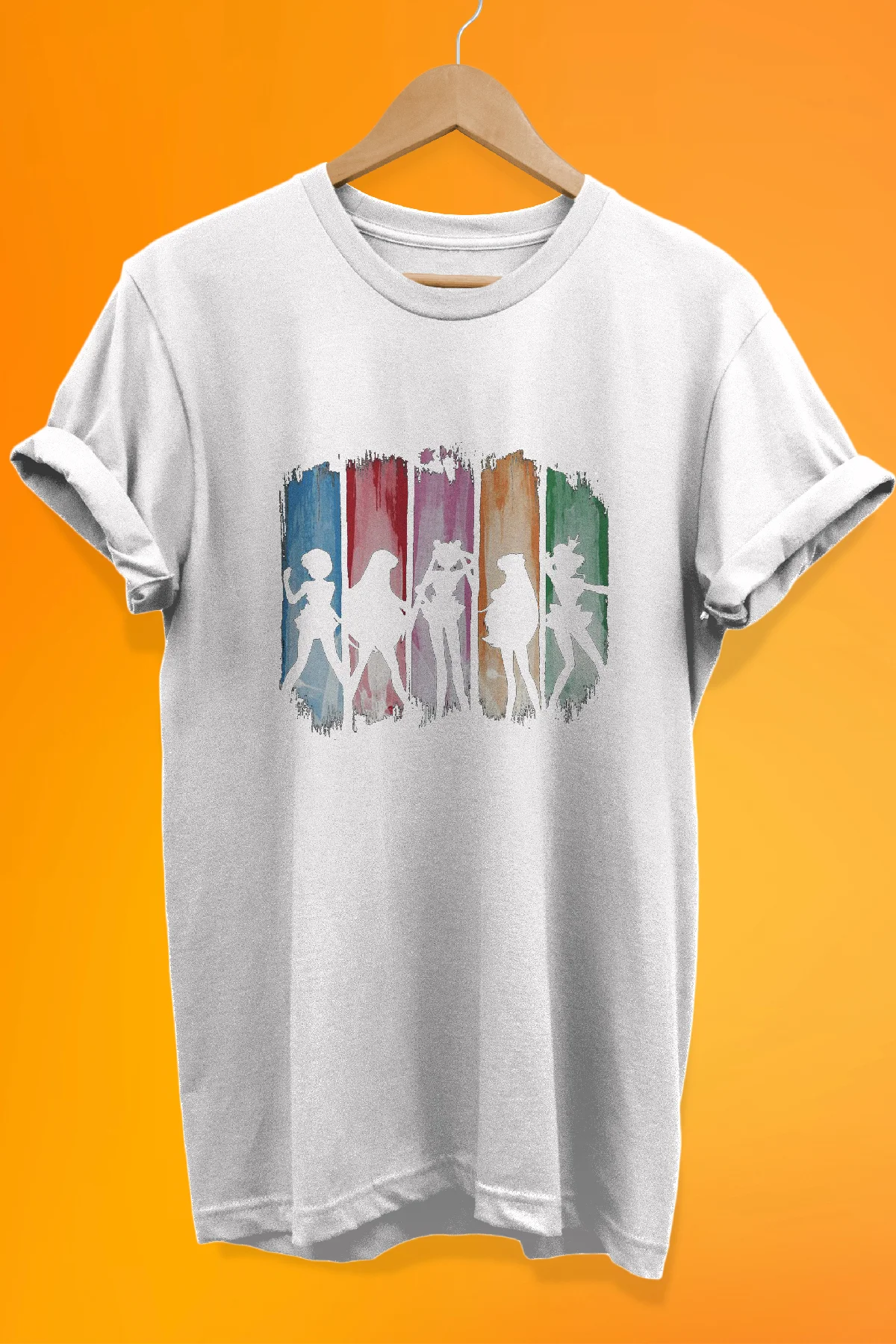 Sailor Moon Baskılı %100 Pamuk Oversize T-shirt Büyük Beden Tişör
