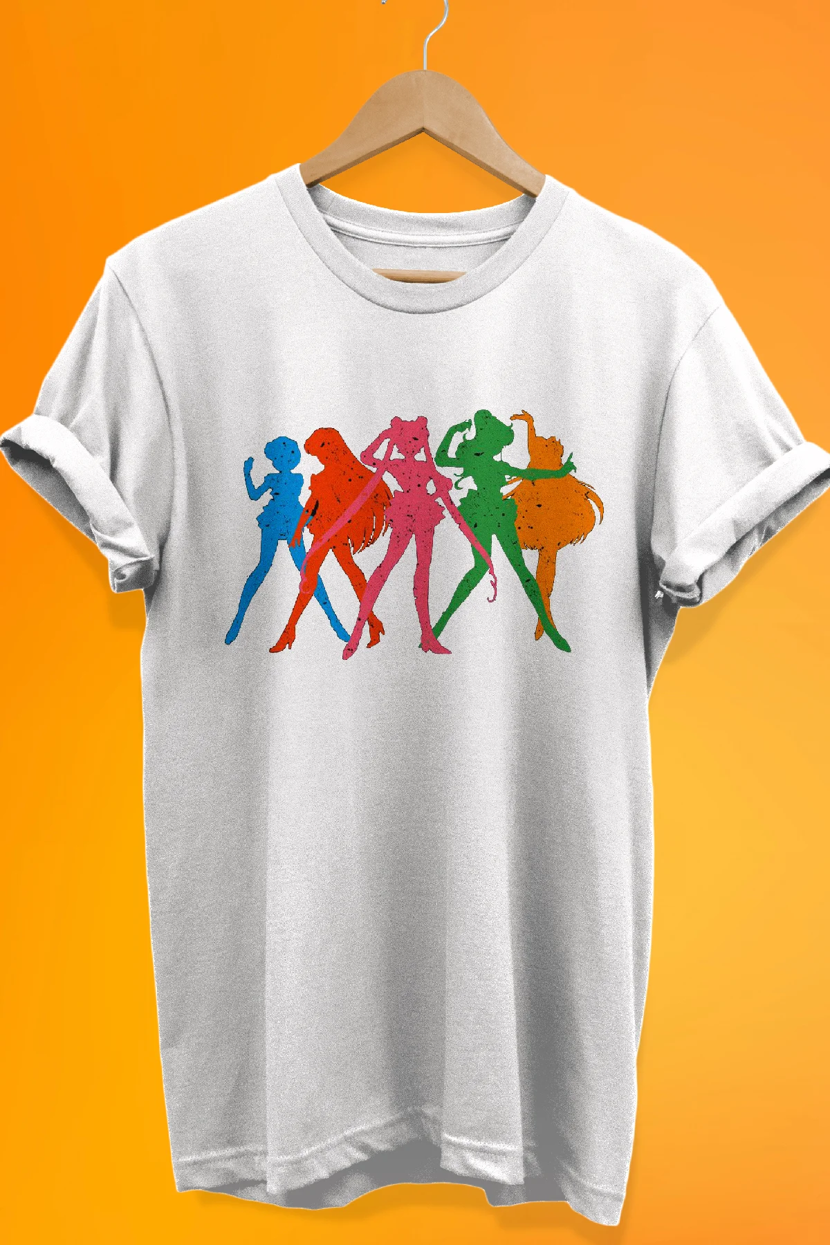 Sailor Moon Baskılı %100 Pamuk Oversize T-shirt Büyük Beden Tişör