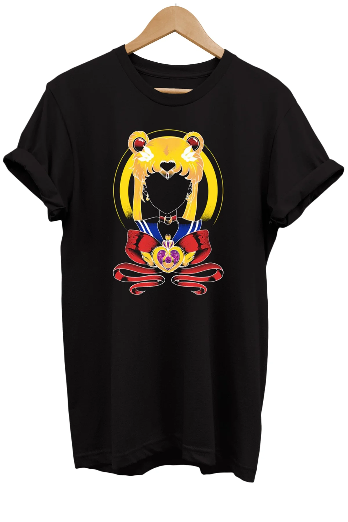 Sailor Moon Baskılı %100 Pamuk Oversize T-shirt Büyük Beden Tişör