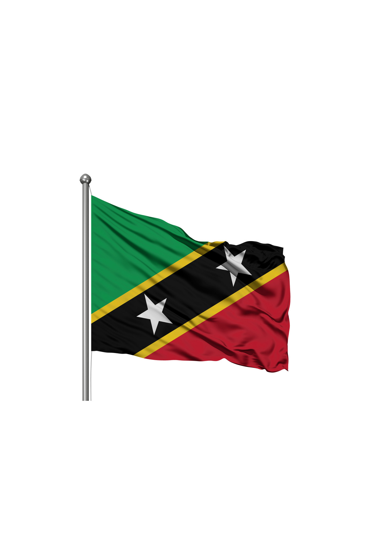 Saint Kitts ve Nevis Devleti Bayrağı - Premium Raşel Kumaş 100x15