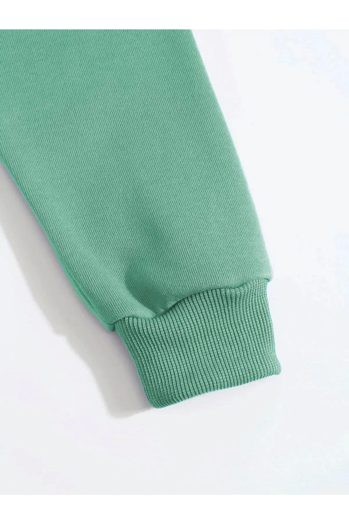 Şair Erkek Düz Kapüşonlu Sweat - Mint Yeşili