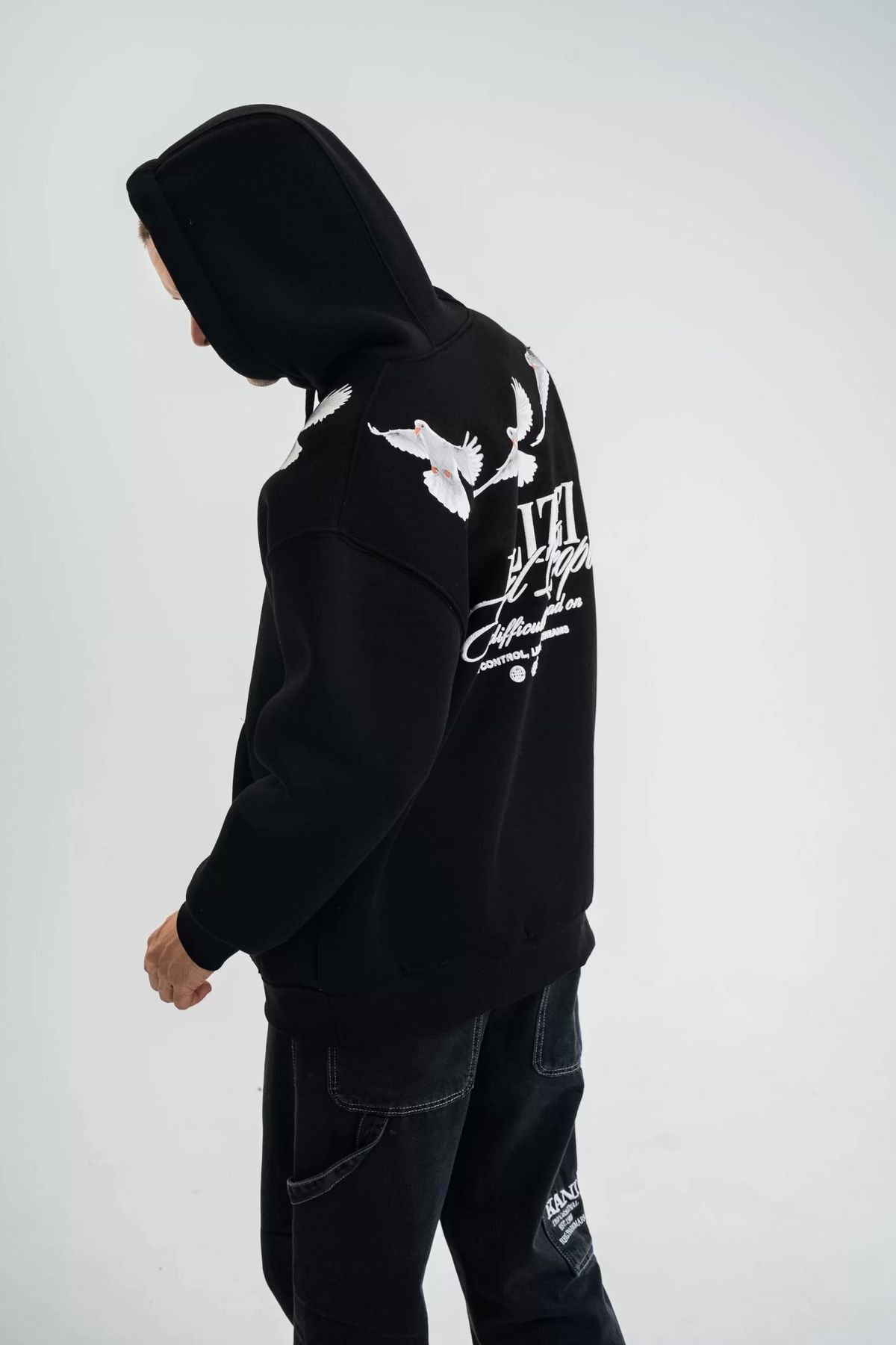 Şair Unisex Uzun Kol Bisiklet Yaka Yıkamalı SweatShirt - Siyah