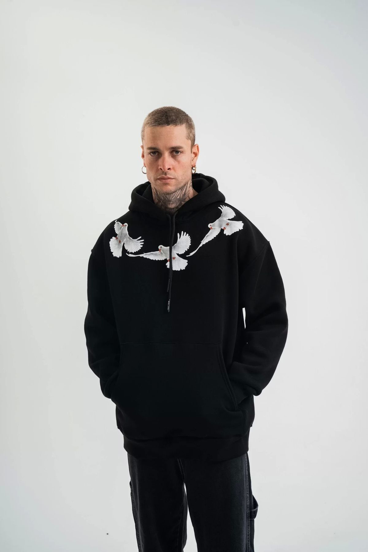 Şair Unisex Uzun Kol Bisiklet Yaka Yıkamalı SweatShirt - Siyah