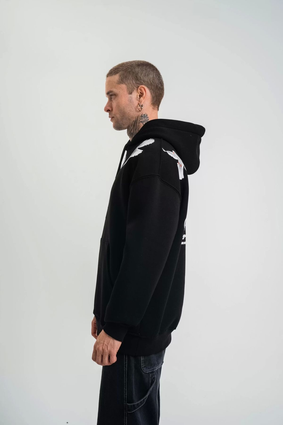 Şair Unisex Uzun Kol Bisiklet Yaka Yıkamalı SweatShirt - Siyah