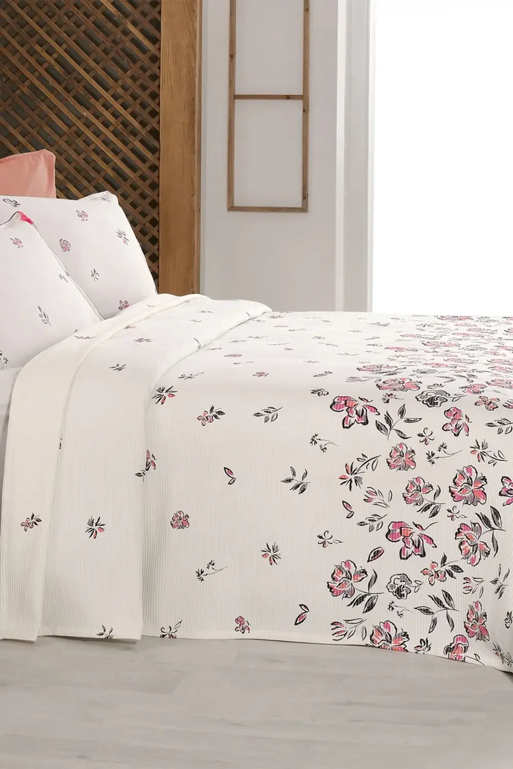 Saira Ekru Çift Kişilik %100 Pamuk Pike Takımı