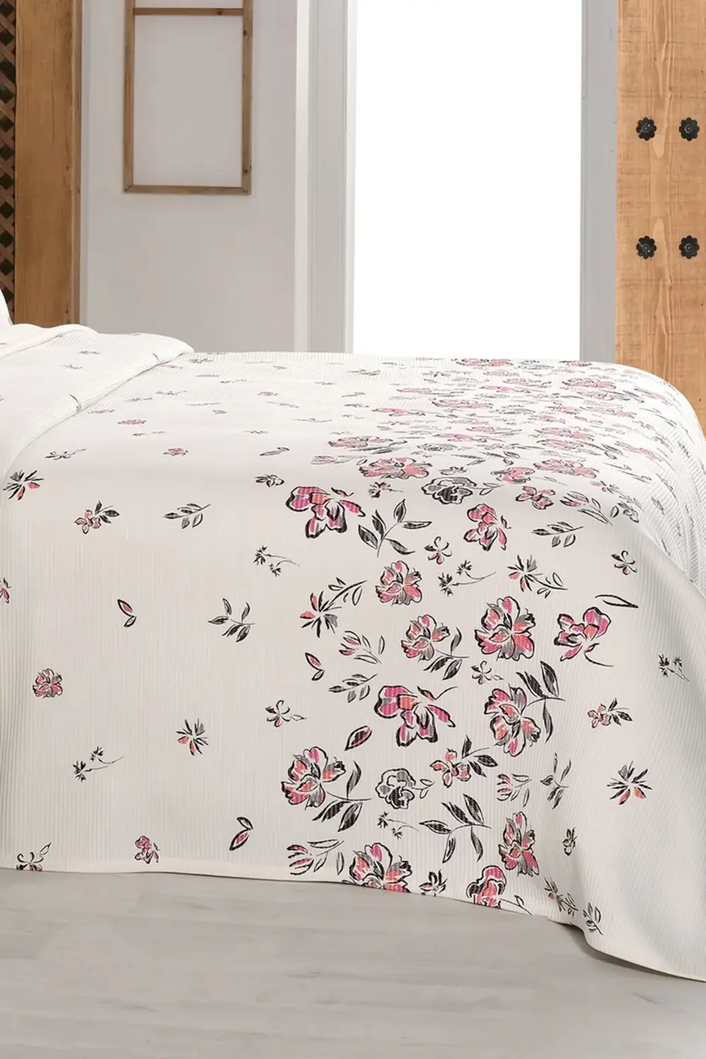 Saira Ekru Çift Kişilik %100 Pamuk Pike Takımı