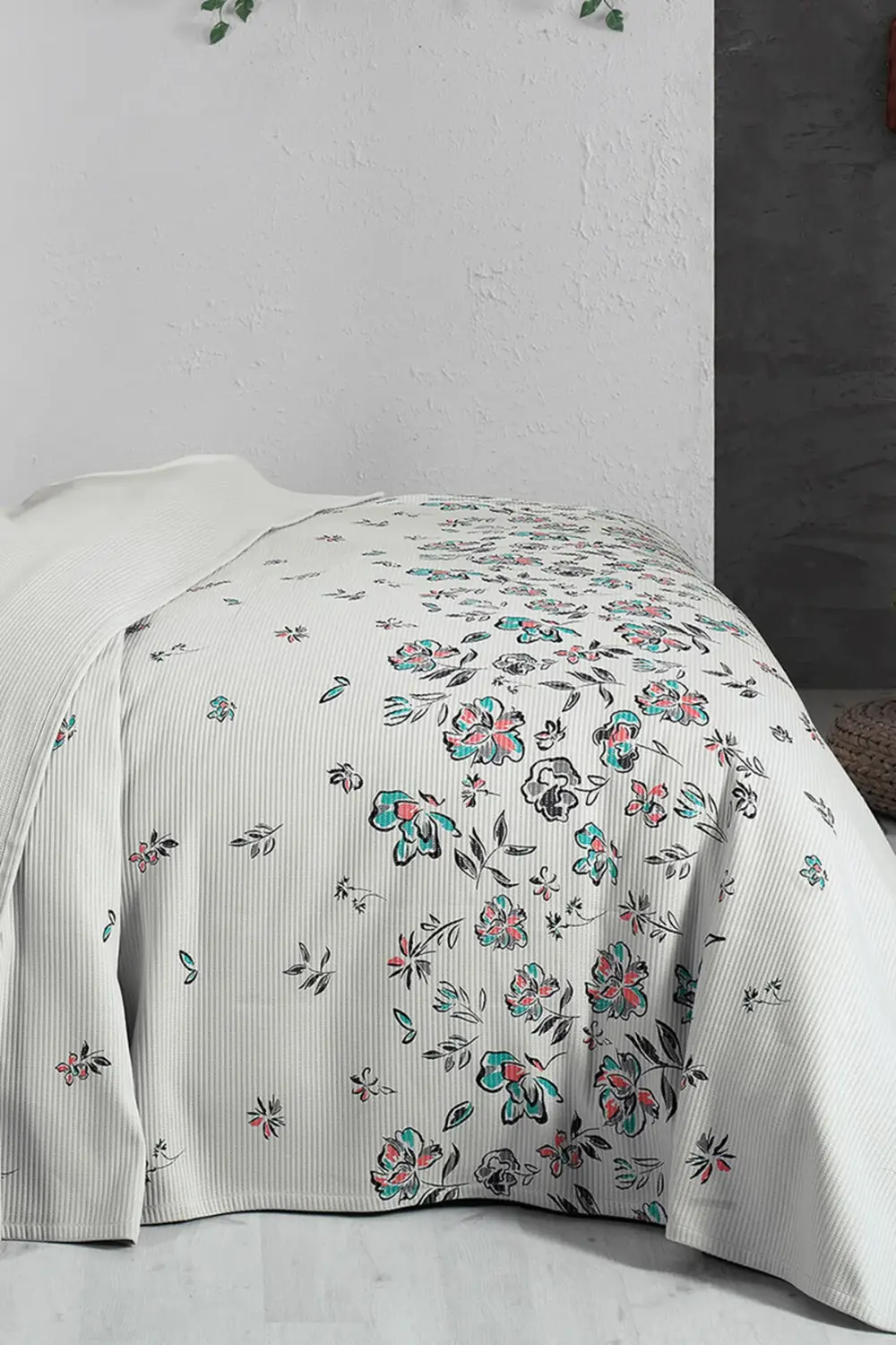 Saira Gri Çift Kişilik %100 Pamuk Pike Takımı