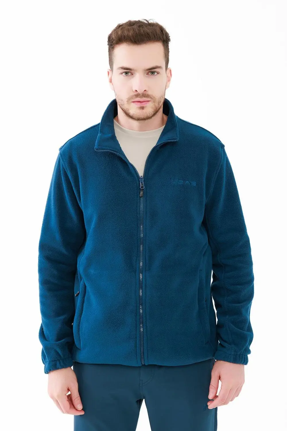 Saka Tam Fermuarlı Erkek Polar Sweatshirt Lacivert